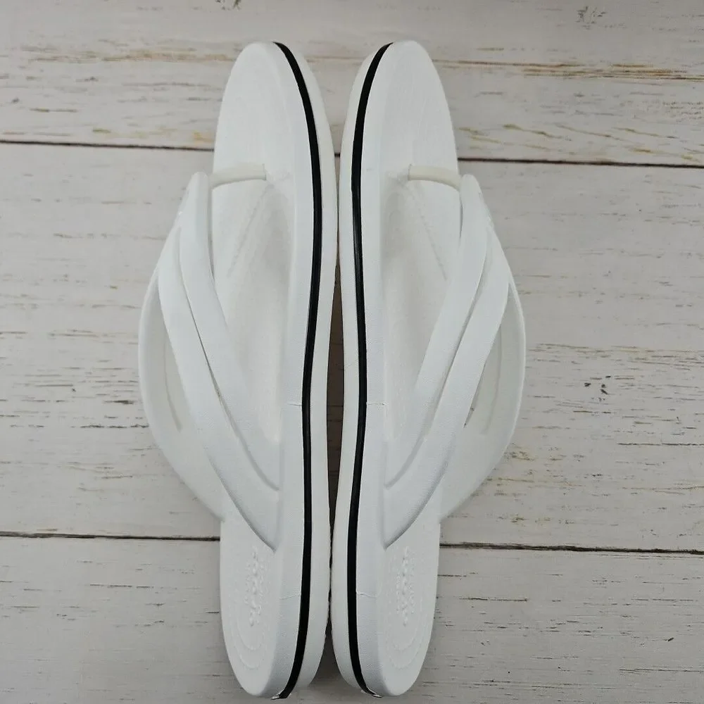 Crocs Crocband Womens Size 9 White Iconic Comfort Flip Flops Casual Beach 206100